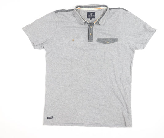 Threadbare Men's Grey Short Sleeve Collared Polo Shirt Size M