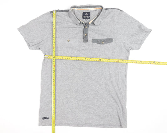 Threadbare Men's Grey Short Sleeve Collared Polo Shirt Size M