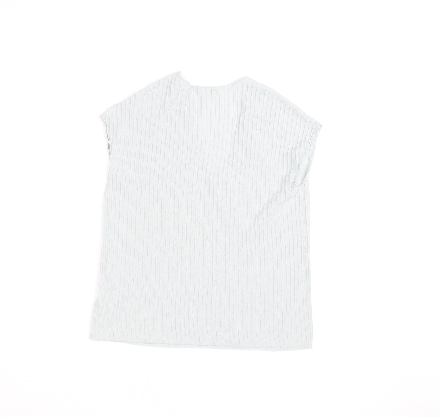 Jigsaw Women’s Ivory V-Neck Textured Cotton Linen T-Shirt Size S