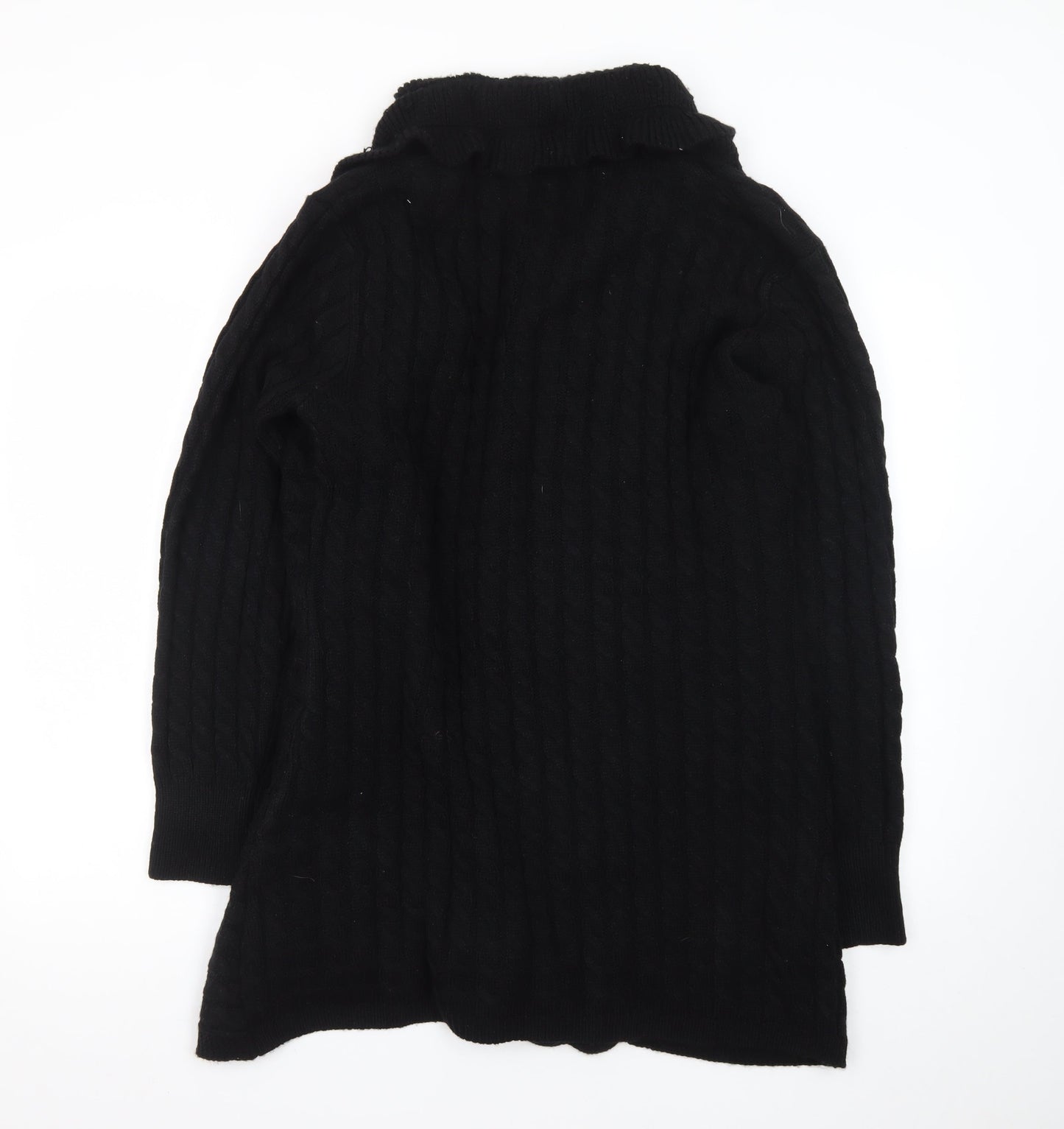 Roman Women's Black Long Sleeve Cable-Knit Open Cardigan Size 16