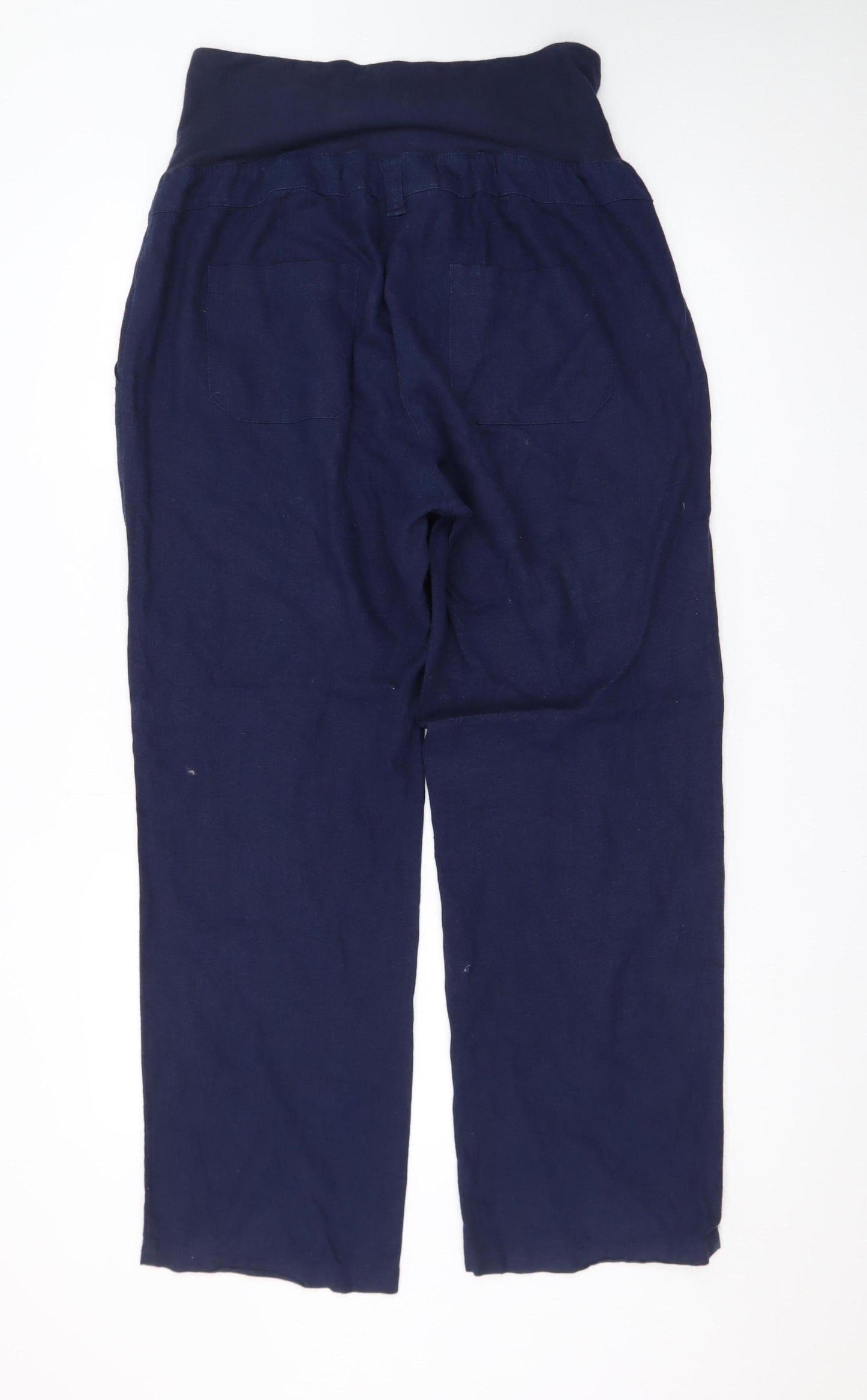 Blooming Marvellous Women Blue Linen Blend Relaxed Trousers Size 14