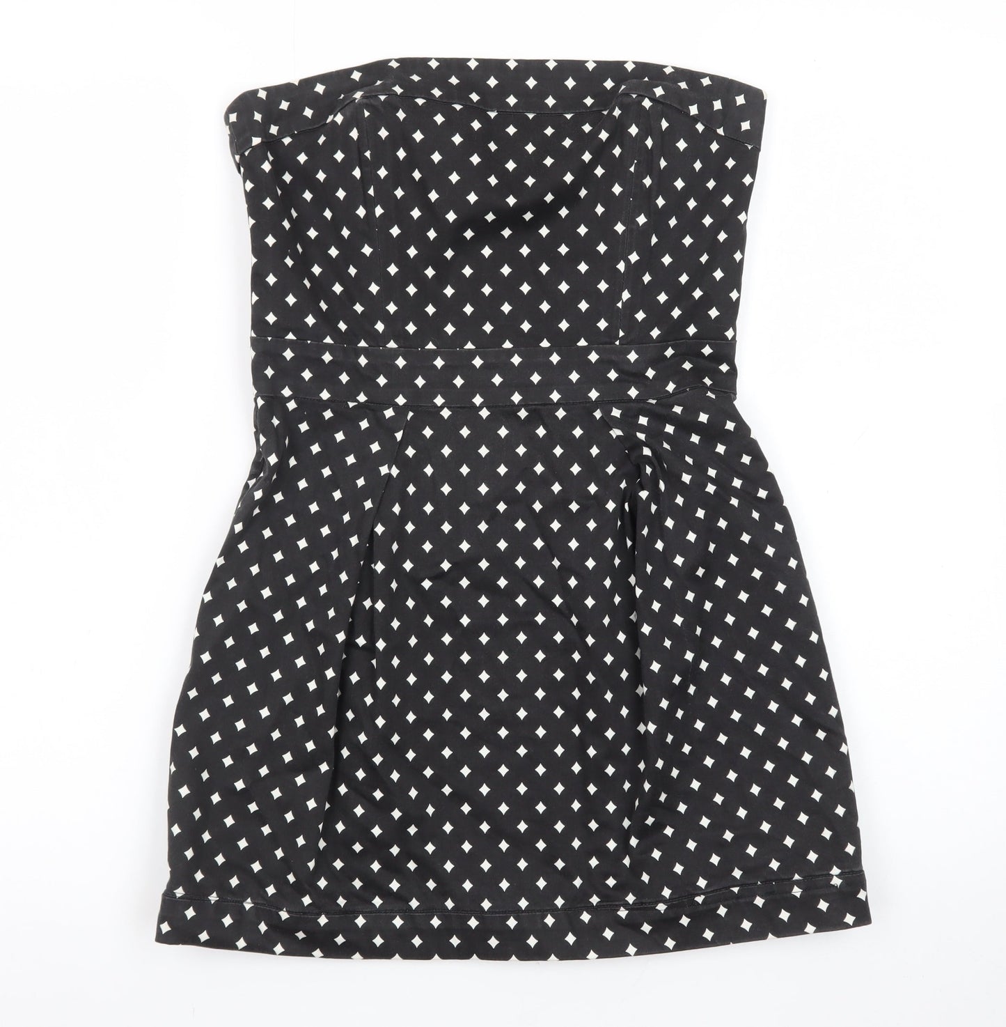 French Connection Women Black Size 10 Strapless Geometric Short Dress