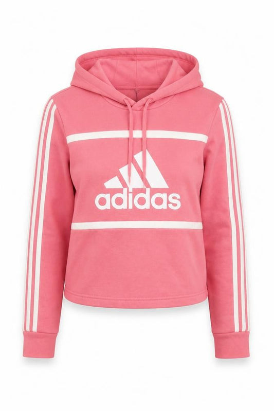 Adidas Womens Pink XS Pullover Hoodie Logo Print Cotton Blend