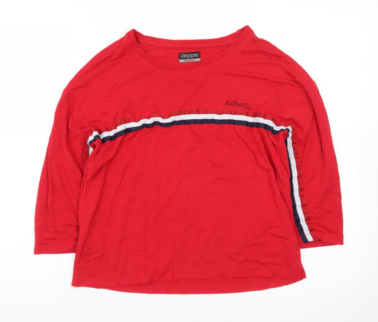 Kappa Women Red Jersey 3/4 Sleeve Crew Neck T-Shirt M