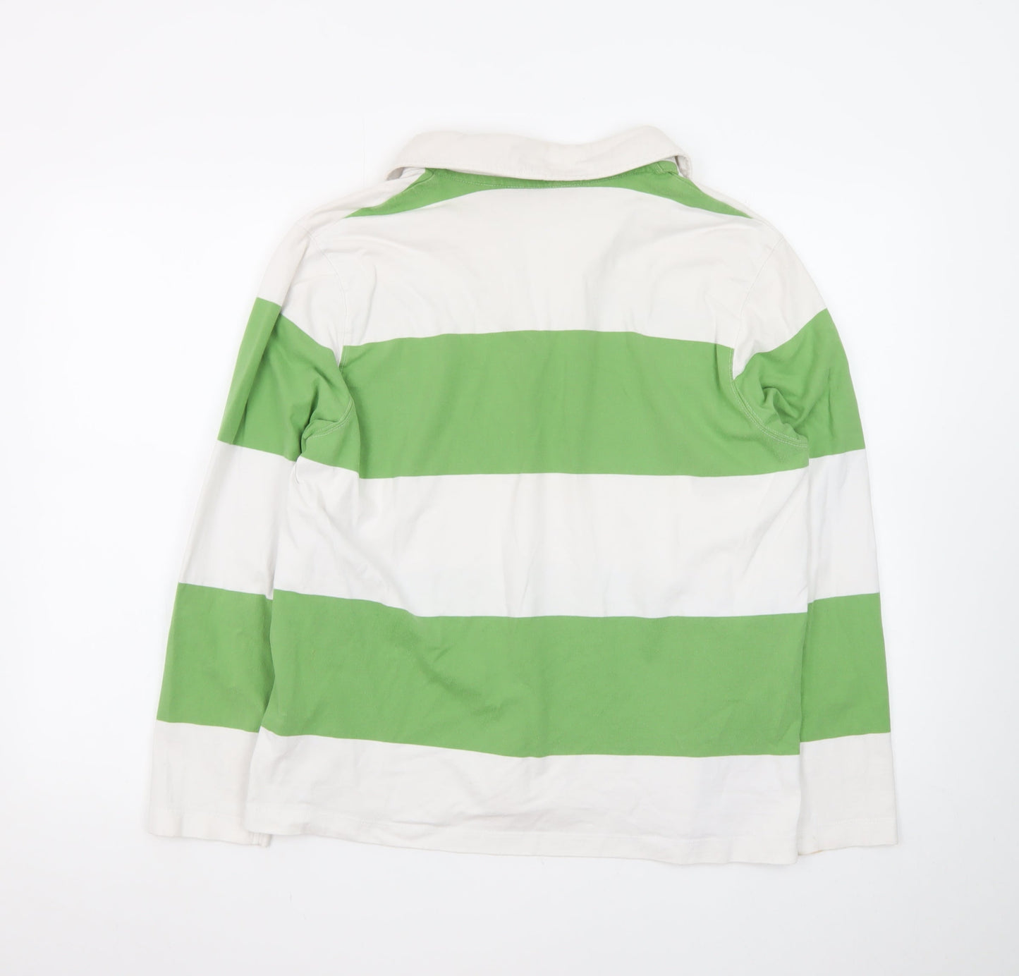 Marks and Spencer Womens Green White Striped Collared Long Sleeve Top Size 18