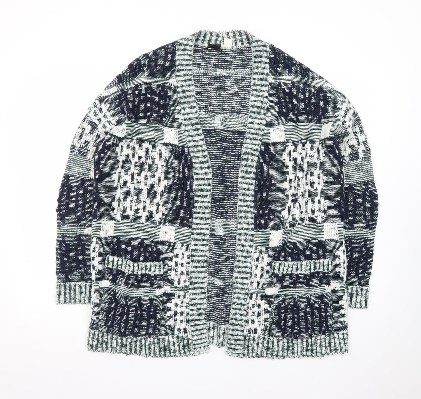 BDG Women Black White Knit Cardigan Small Open Front Patterned