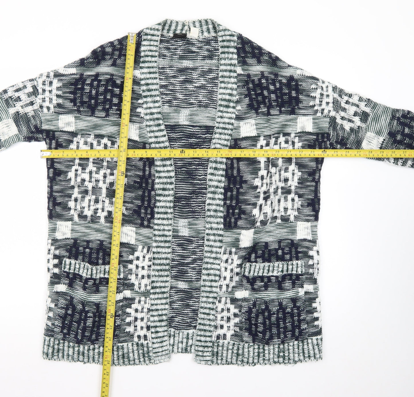 BDG Women Black White Knit Cardigan Small Open Front Patterned