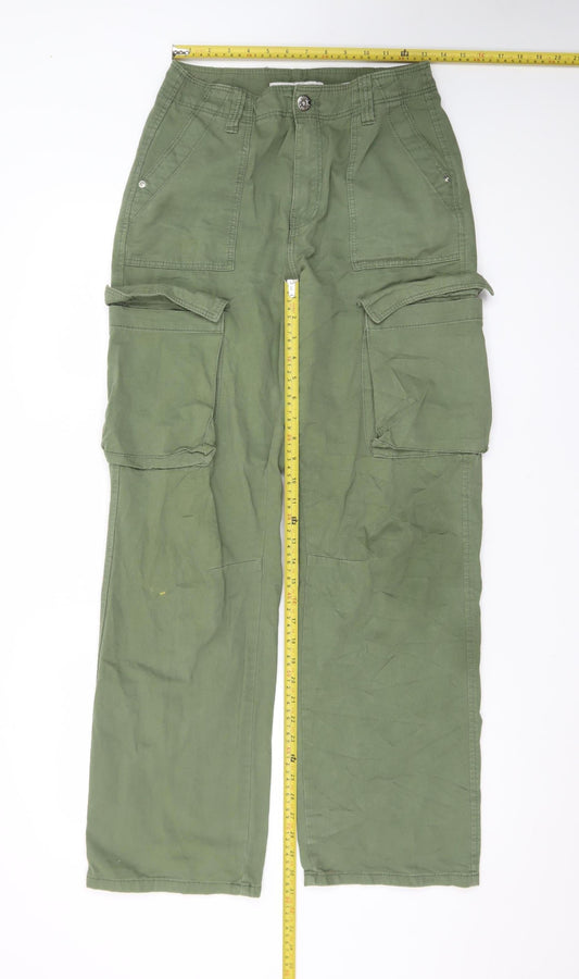 Bershka Women’s Green Cargo Jeans Size 8 Relaxed Fit