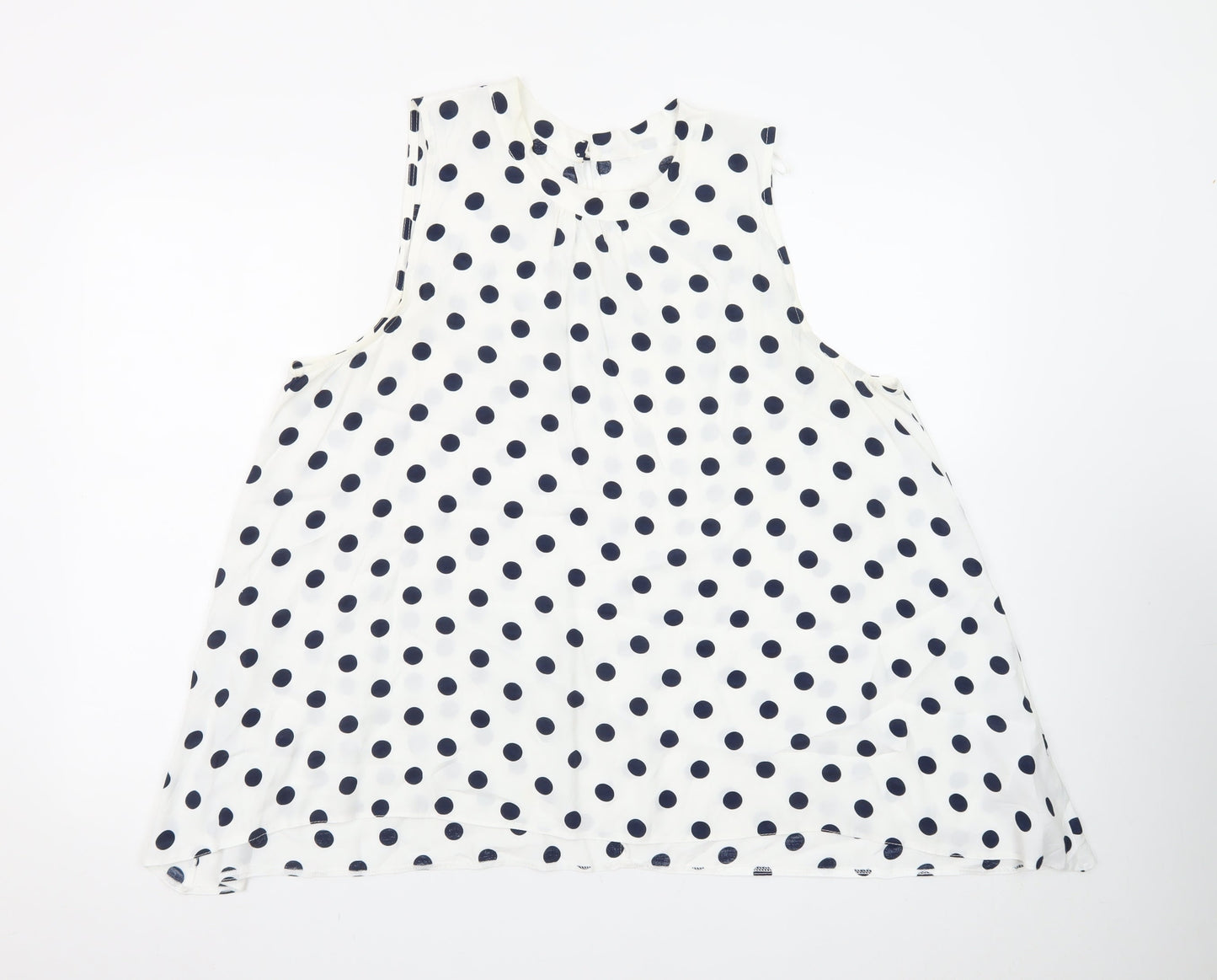 Debenhams Women White Polka Dot A-Line Sleeveless Dress Size 18
