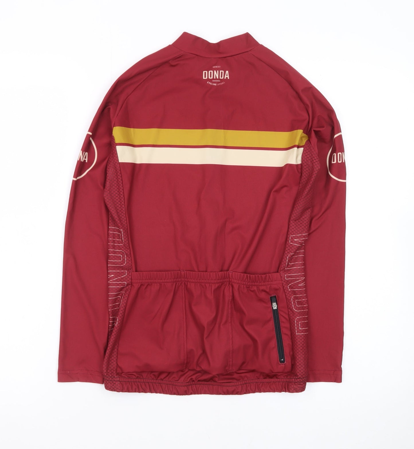Donda Men's Red Cycling Jersey S Long Sleeve Quick Dry Zip Top
