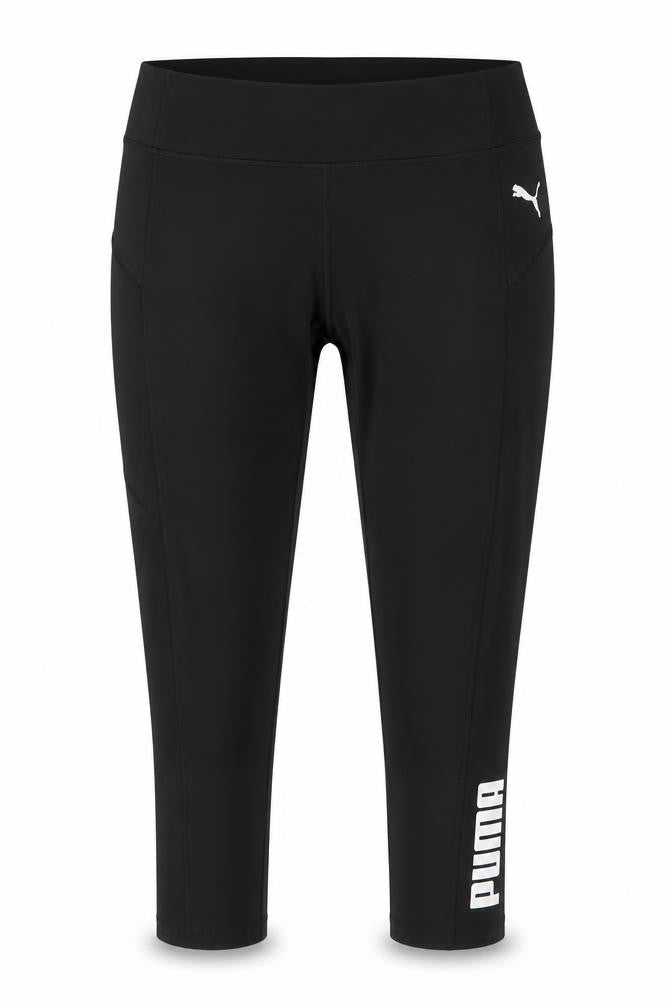 Front view of Puma women’s black l ankle leggings stretch athleisure gymwear