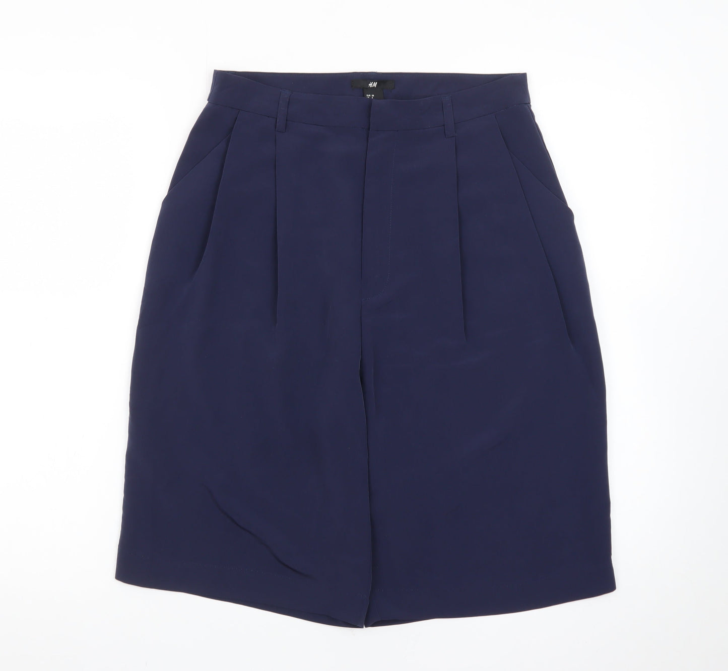 H&M Women Blue Size 10 Bermuda Pleated High Rise Shorts