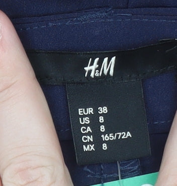 H&M Women Blue Size 10 Bermuda Pleated High Rise Shorts
