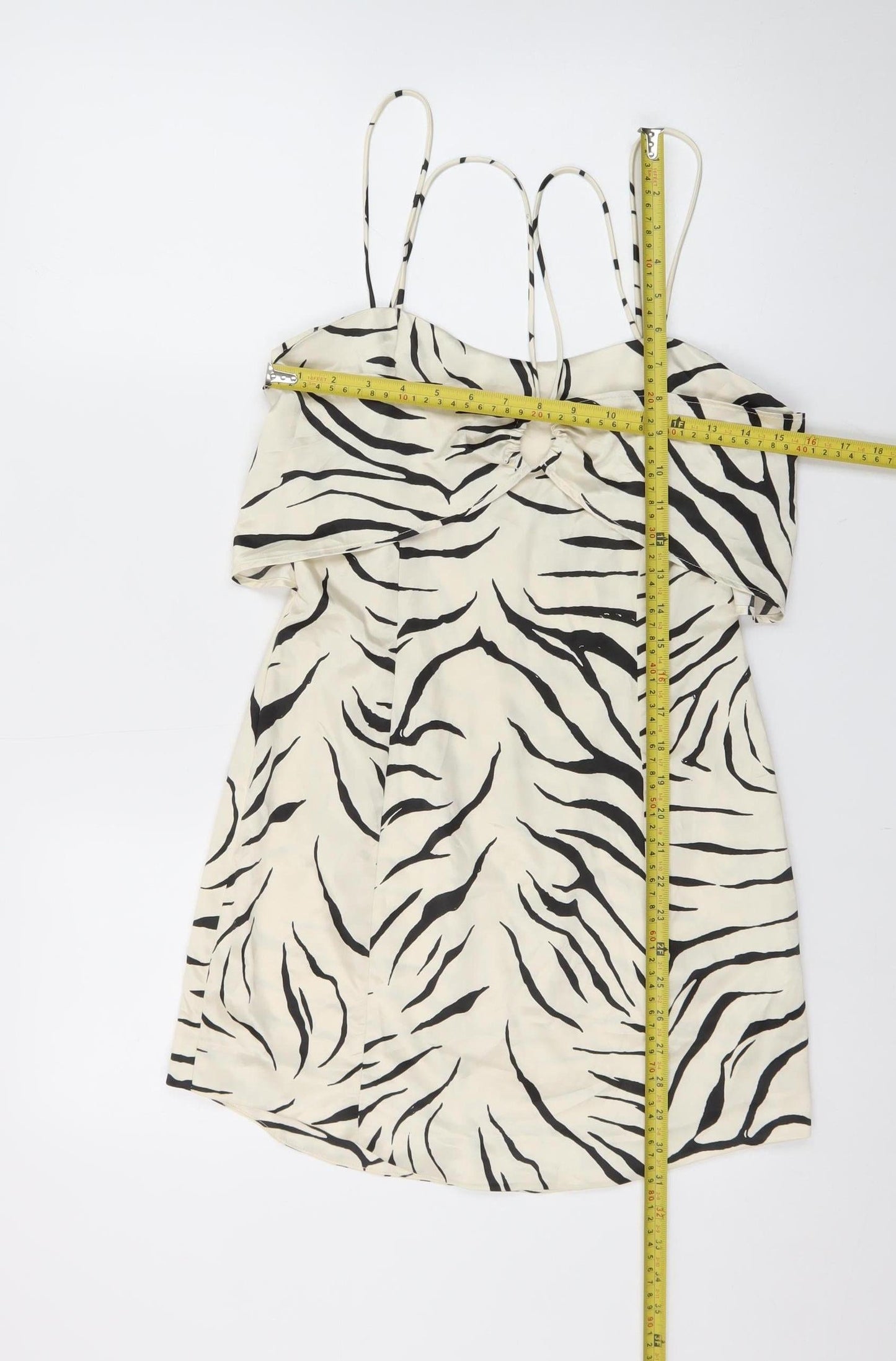 Zara Women Beige Zebra Print Slip Dress Size 14 Summer
