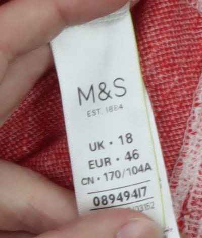 Marks and Spencer Women Pink Check Woven Long Sleeve Blouse Size 18
