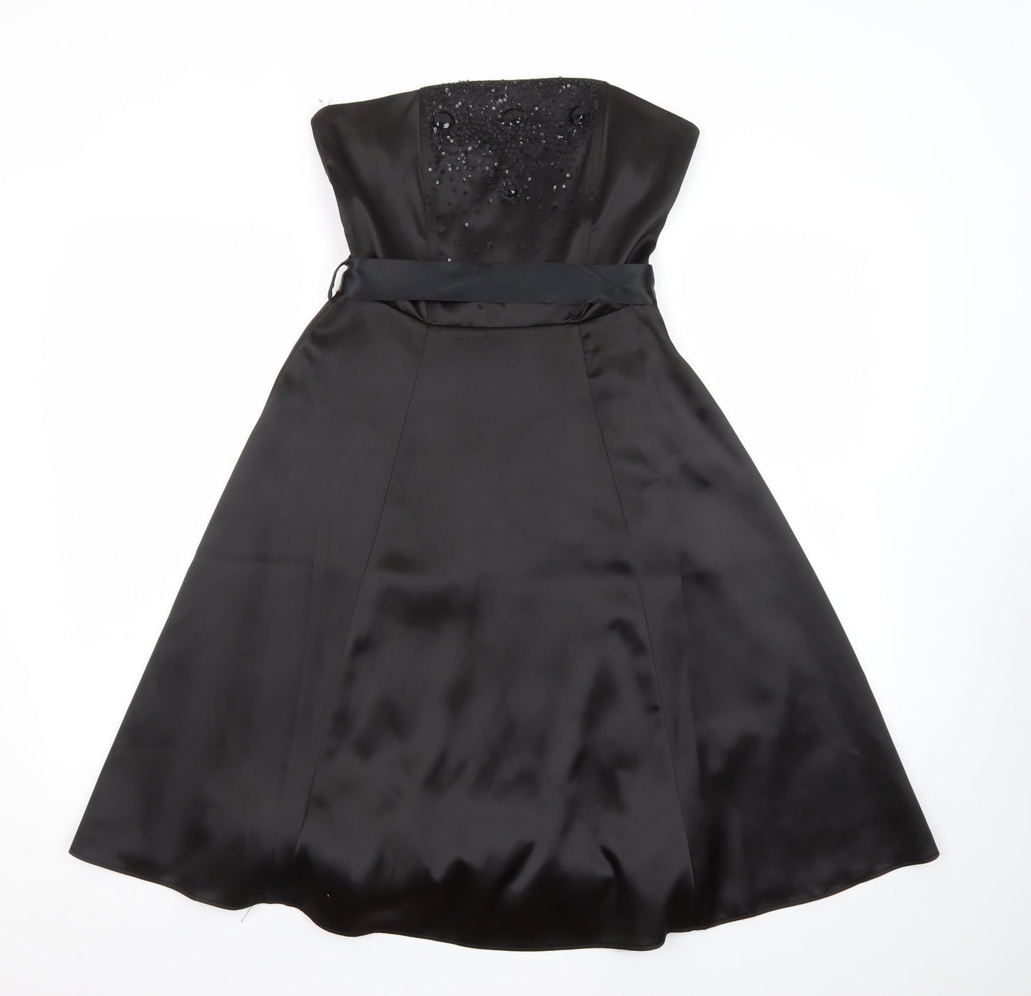 Select Women’s Black Strapless Beaded A-Line Party Dress Size 8