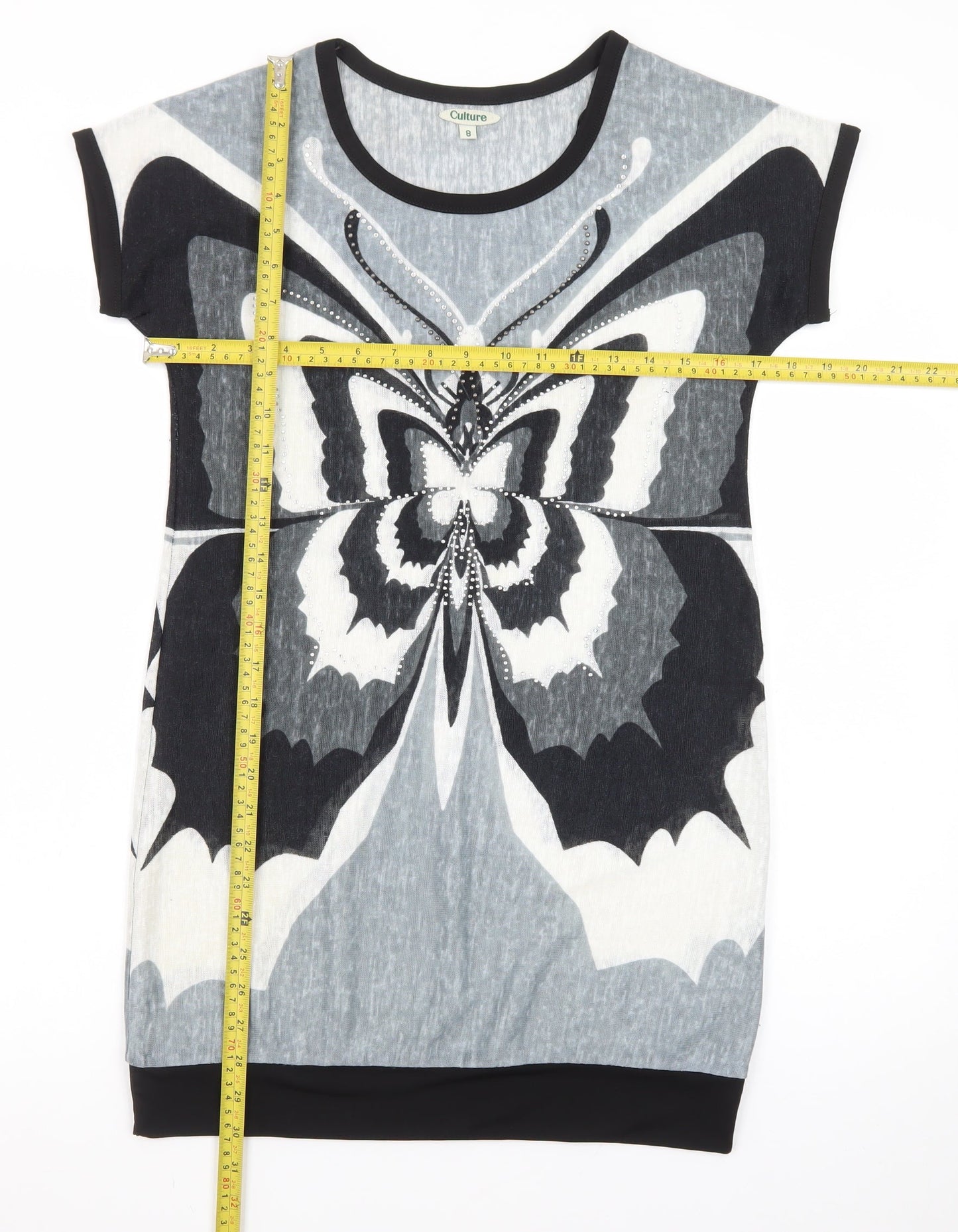 Culture Women's Multicoloured Butterfly Graphic T-Shirt Dress Size 8