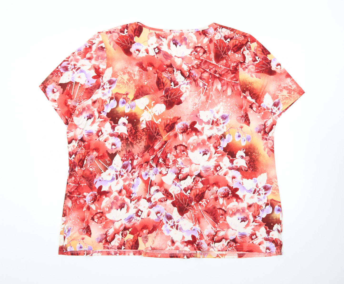 Ann Harvey Women’s Red Floral Short Sleeve Tunic Blouse Size 20
