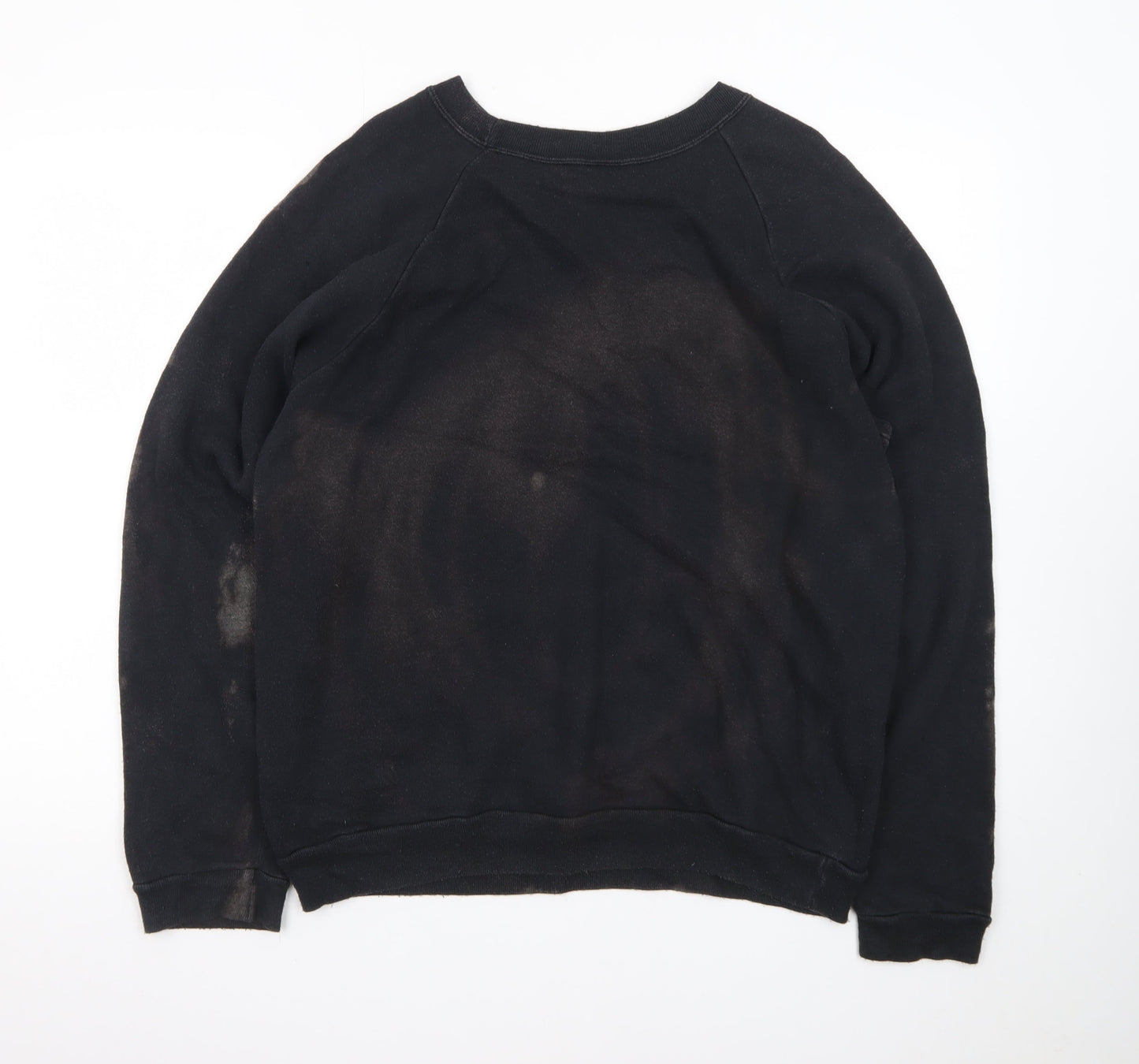 Lee Womens Black XL Pullover Jumper Crew Neck Grunge Patterned Sweatshirt