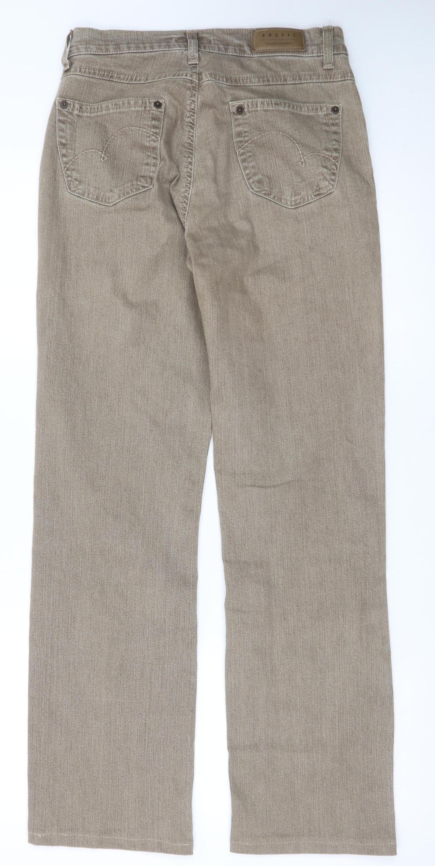 Angels Women Beige Straight Leg Jeans Size 36 Regular Fit Mid Rise