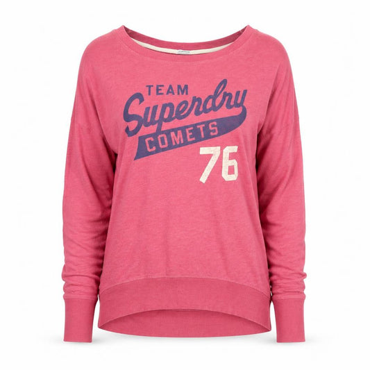 Superdry Women Pink Pullover Sweatshirt Medium Graphic Print