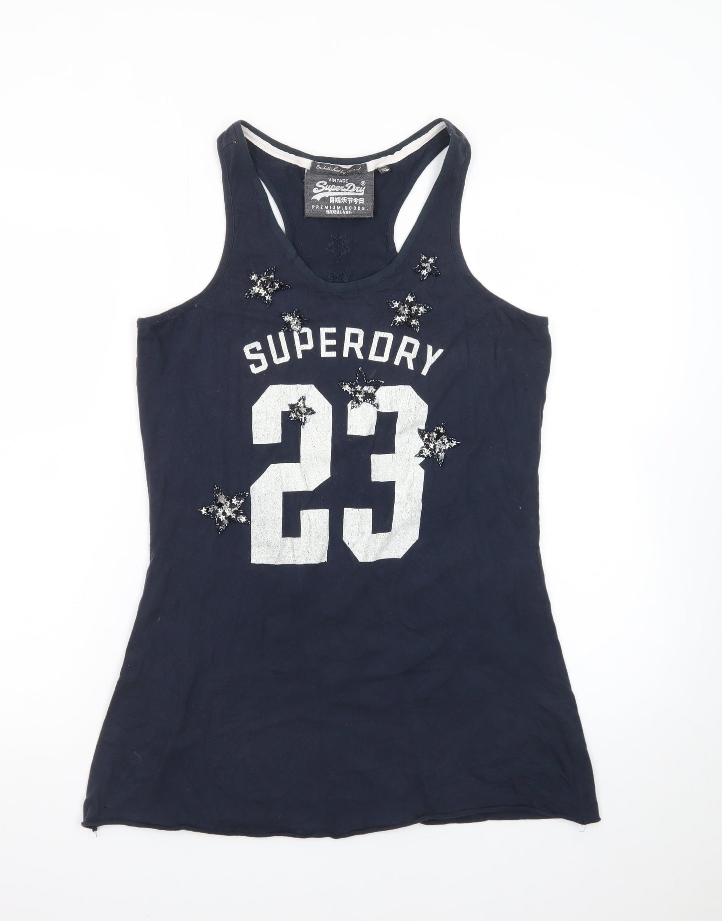 Superdry Womens Blue Beaded Racerback Tank Top XL