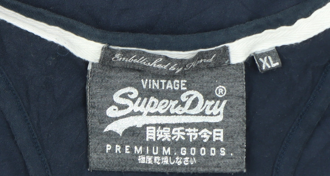 Superdry Womens Blue Beaded Racerback Tank Top XL