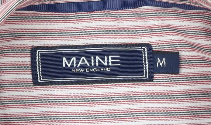 Maine New England Men's Red Striped Short Sleeve Button-Up Shirt M