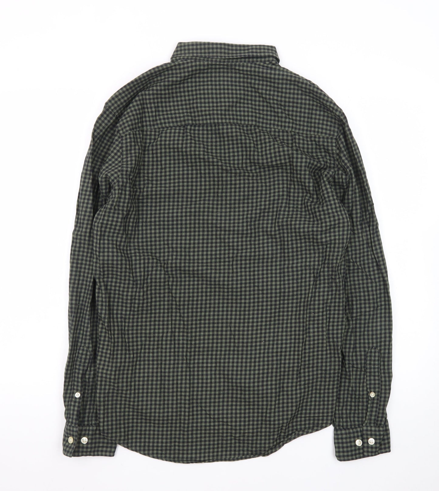 Next Men's Green Check Long Sleeve Cotton Button-Up Shirt M