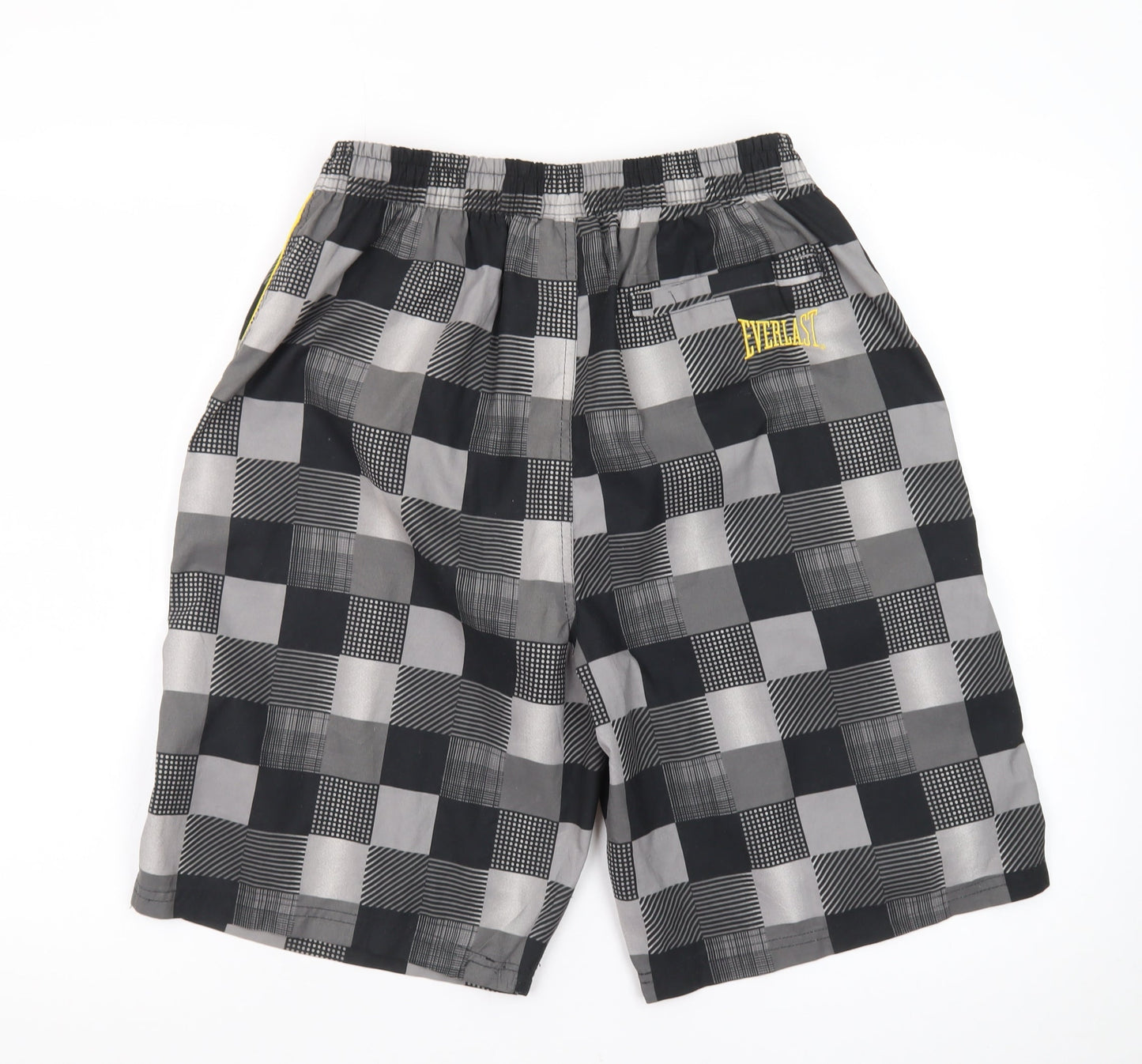 Everlast Men's Black Check Swim Shorts Size M Elastic Waist Lined
