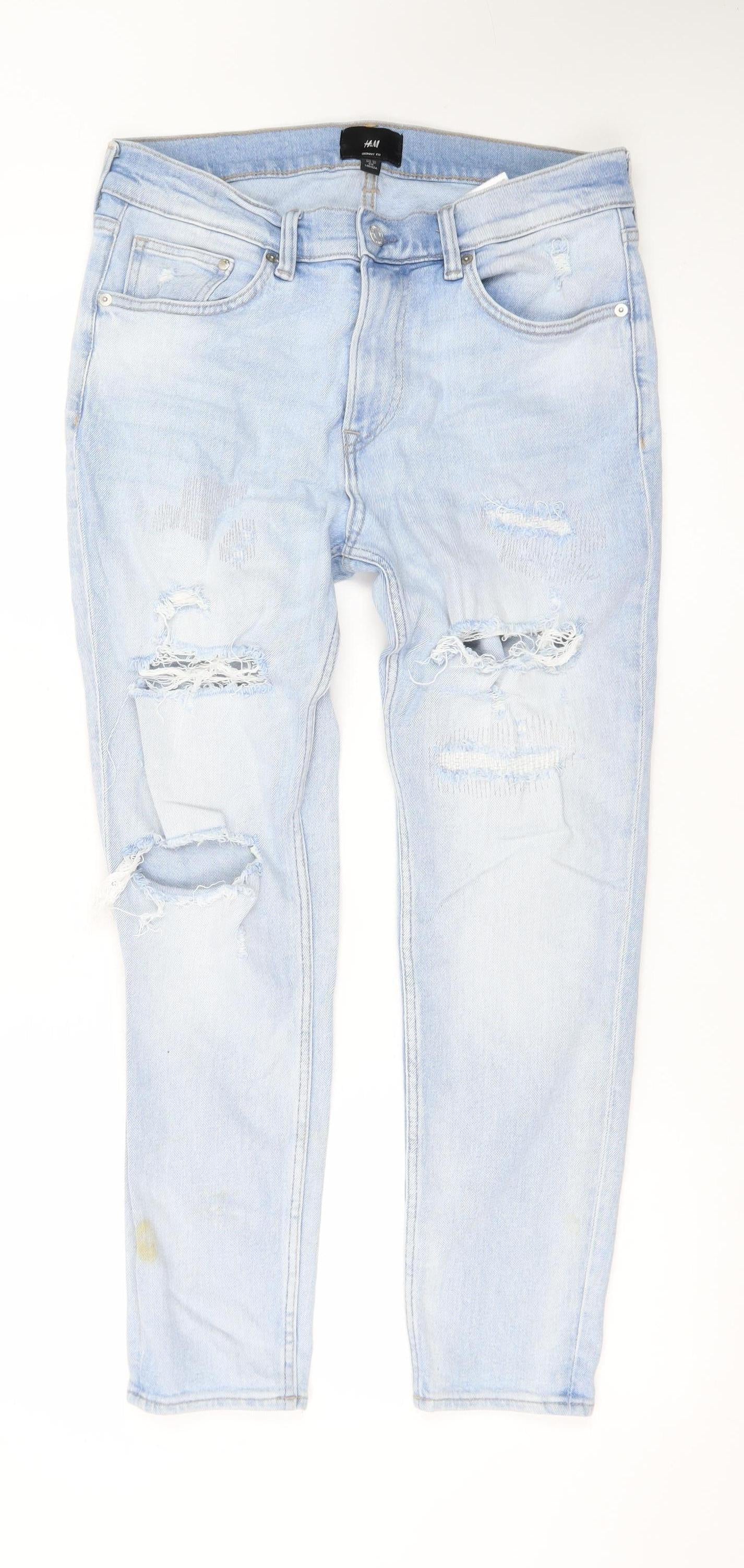 H&M Women’s Blue Skinny Fit Distressed Stretch Jeans Size 4