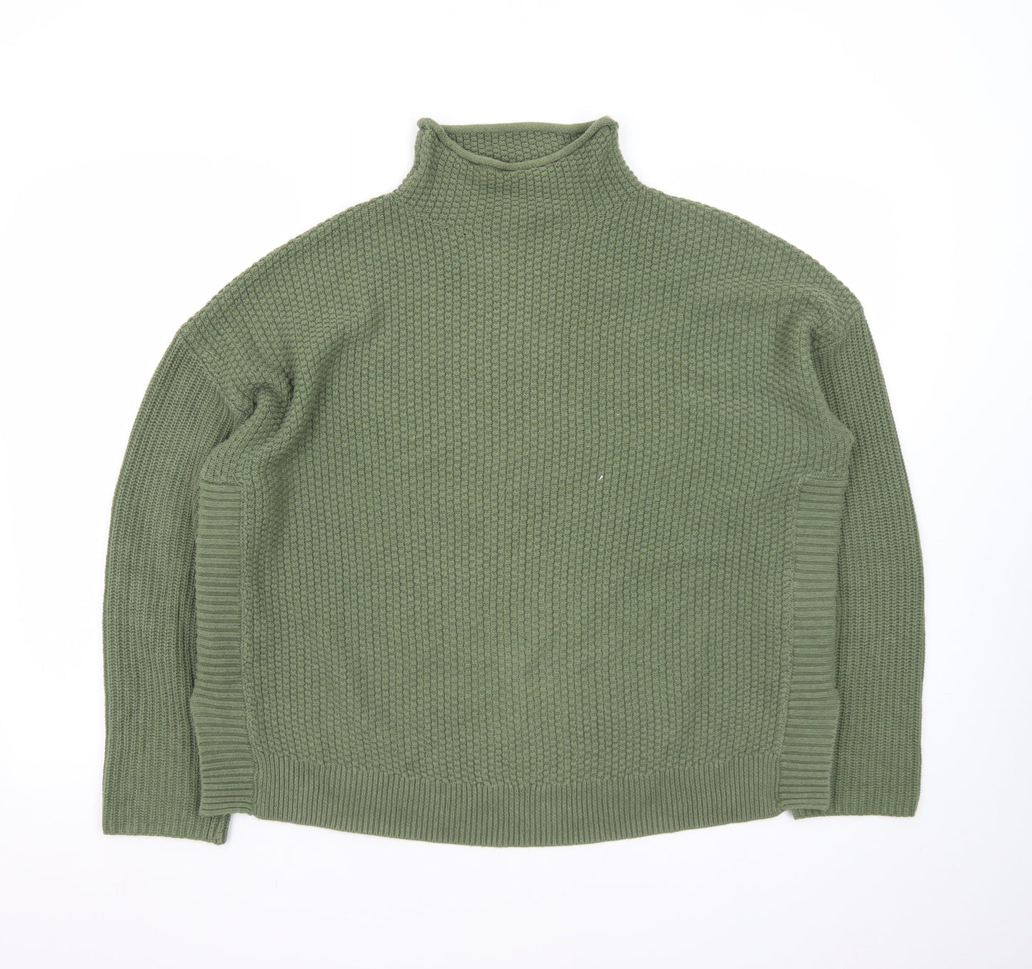Jones New York Women Green L Roll Neck Knit Jumper Cotton Blend