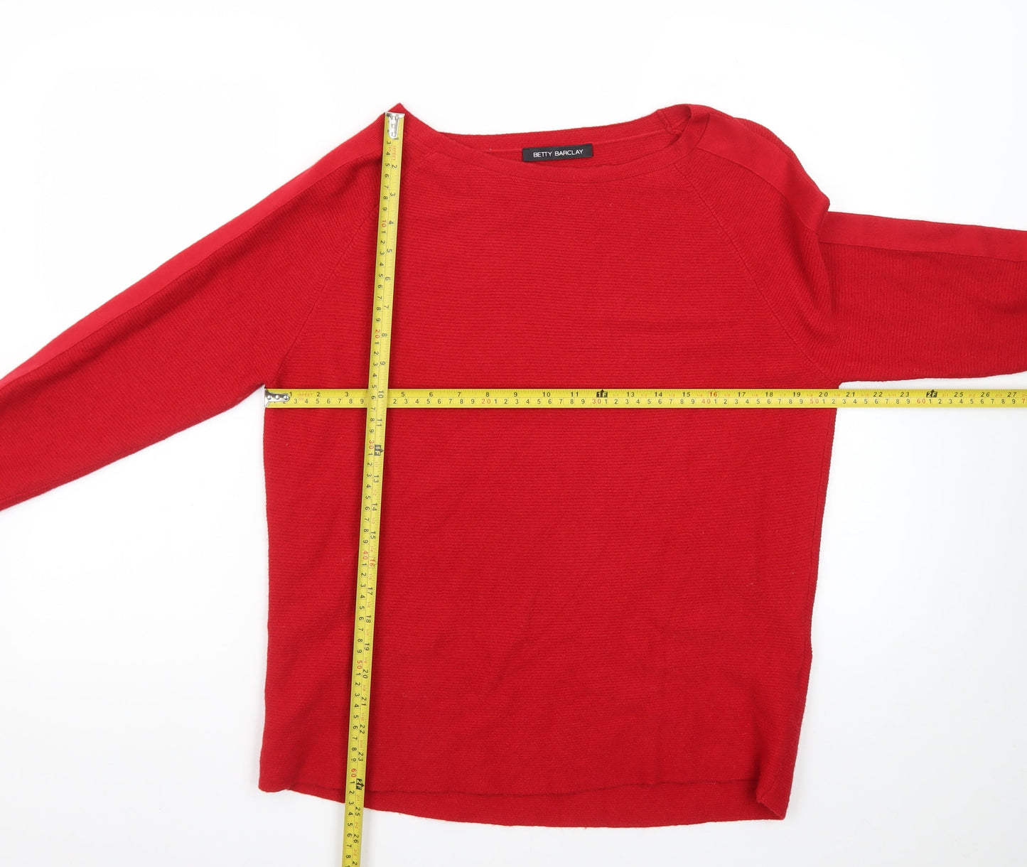 Betty Barclay Women’s Red Boat Neck Long Sleeve Pullover Jumper Size 14