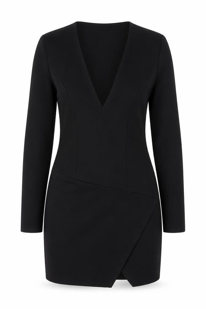Boohoo Women’s Black Size 12 Bodycon V-Neck Mini Dress