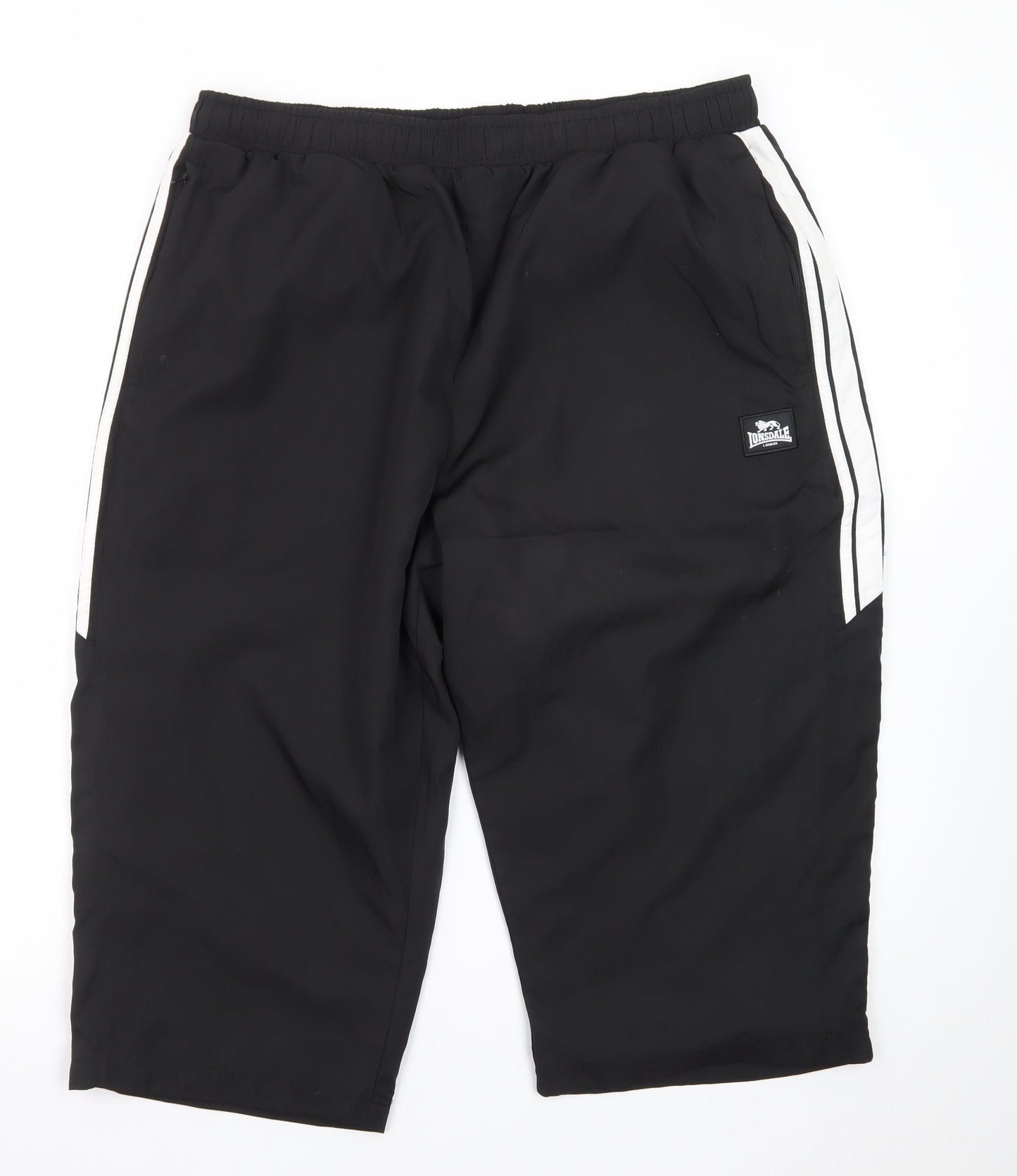 Lonsdale Men’s Black 2XL Sweat Shorts with Stripe Detail