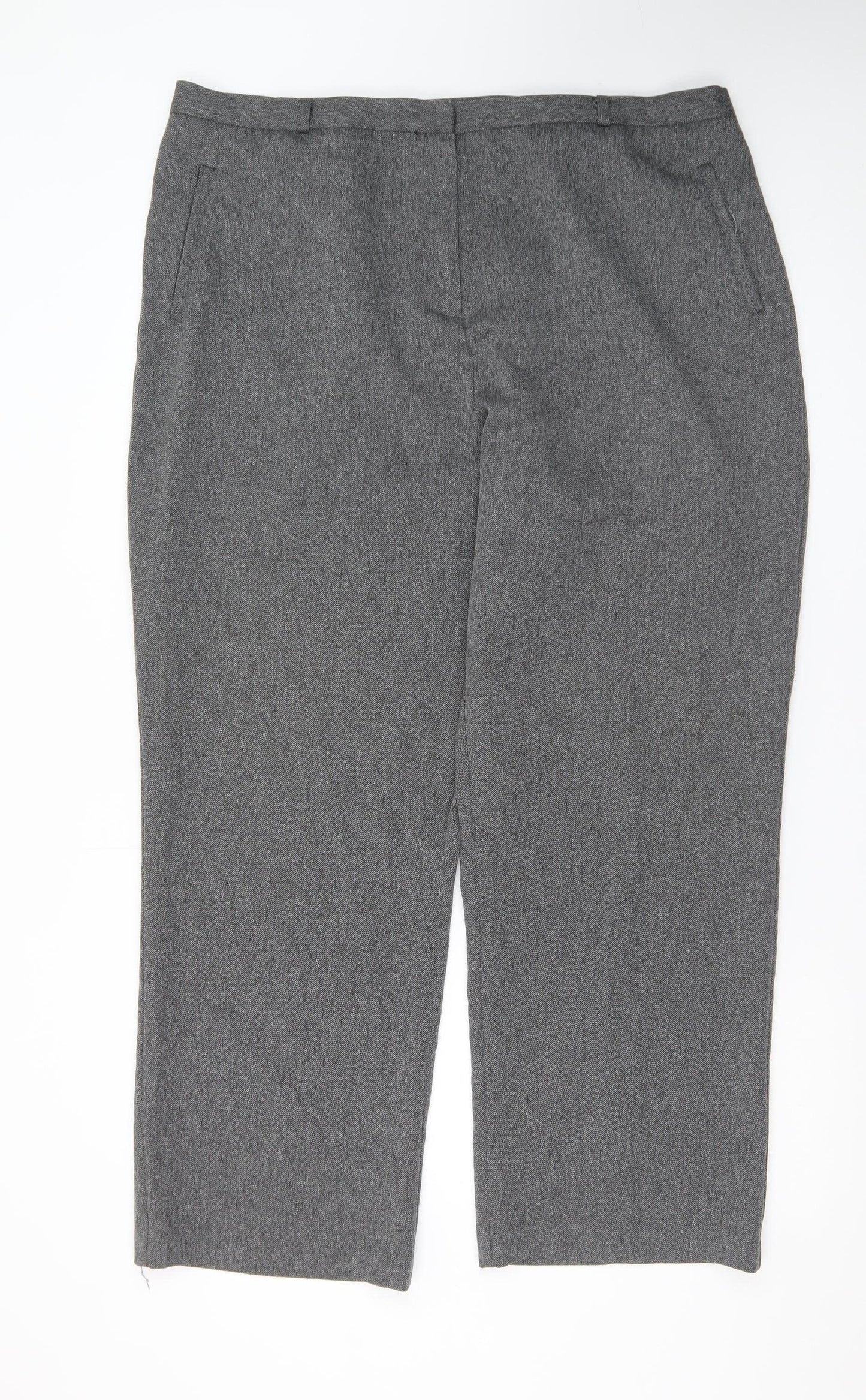 BHS Women’s Grey Herringbone Straight Leg Trousers Size 20