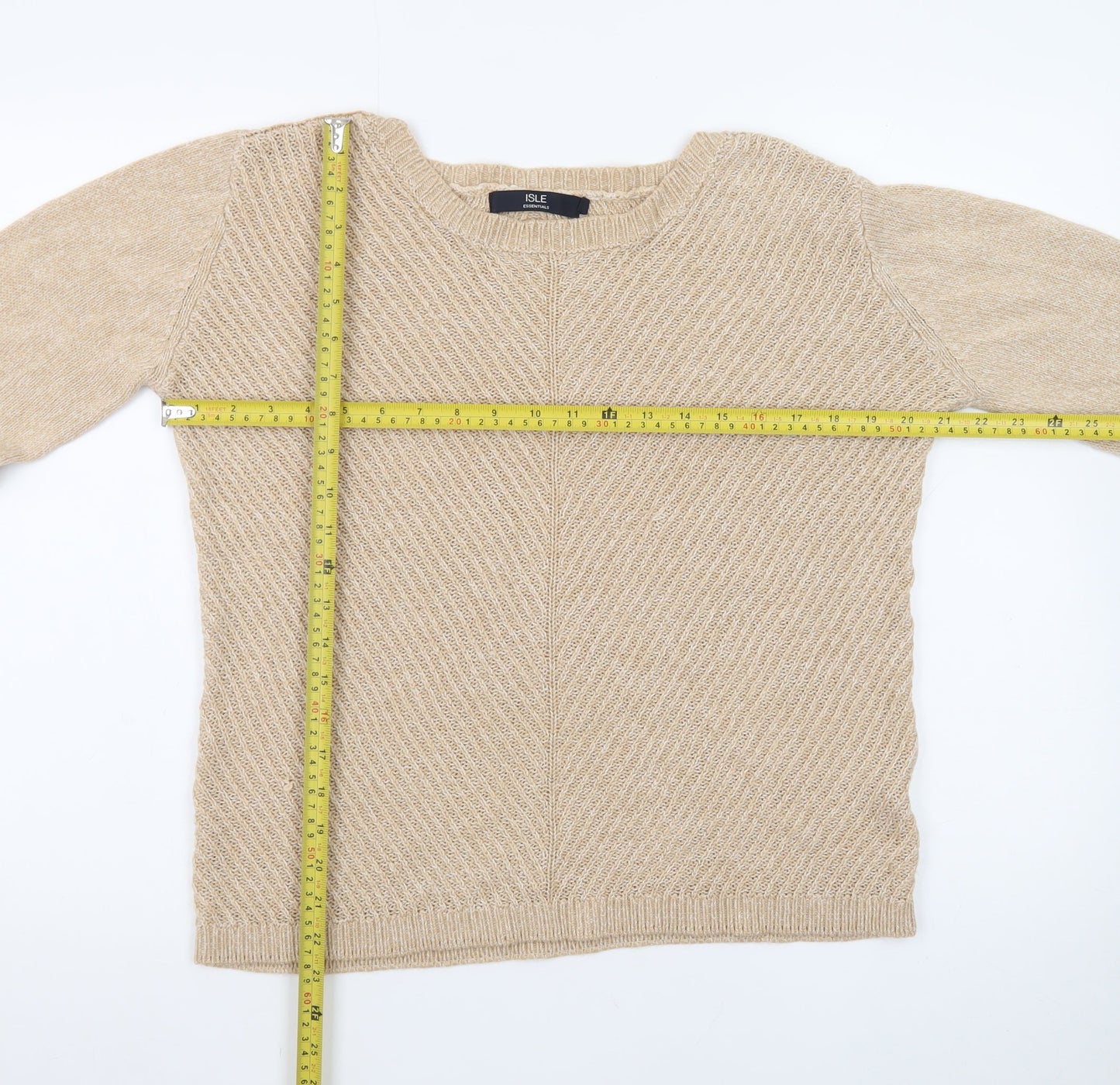ISLE Essentials Women's Beige Wool Blend Pullover Jumper M 14-16