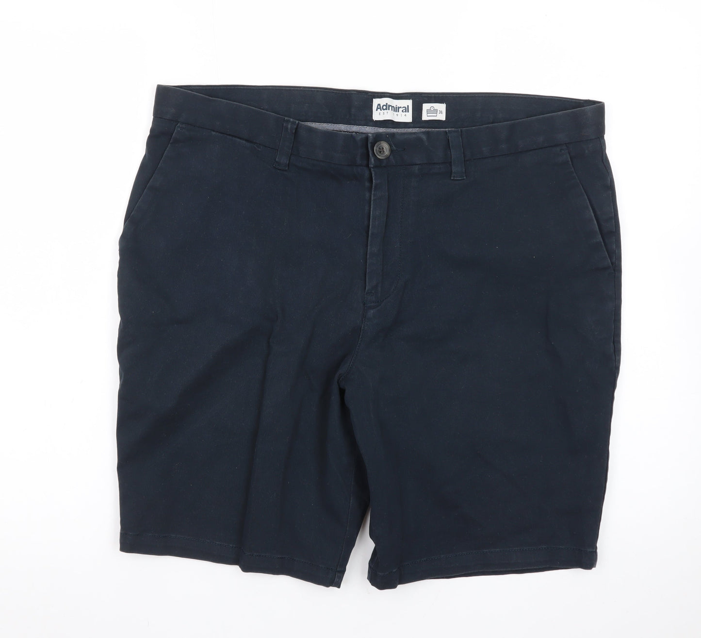 Admiral Men's Blue Chino Shorts Size 36 Regular Cotton Blend