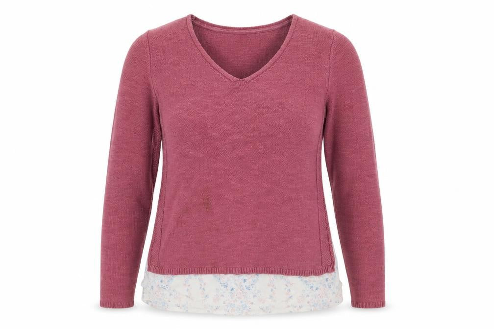 FatFace Women Pink V-Neck Cotton Linen Knit Jumper Size 10