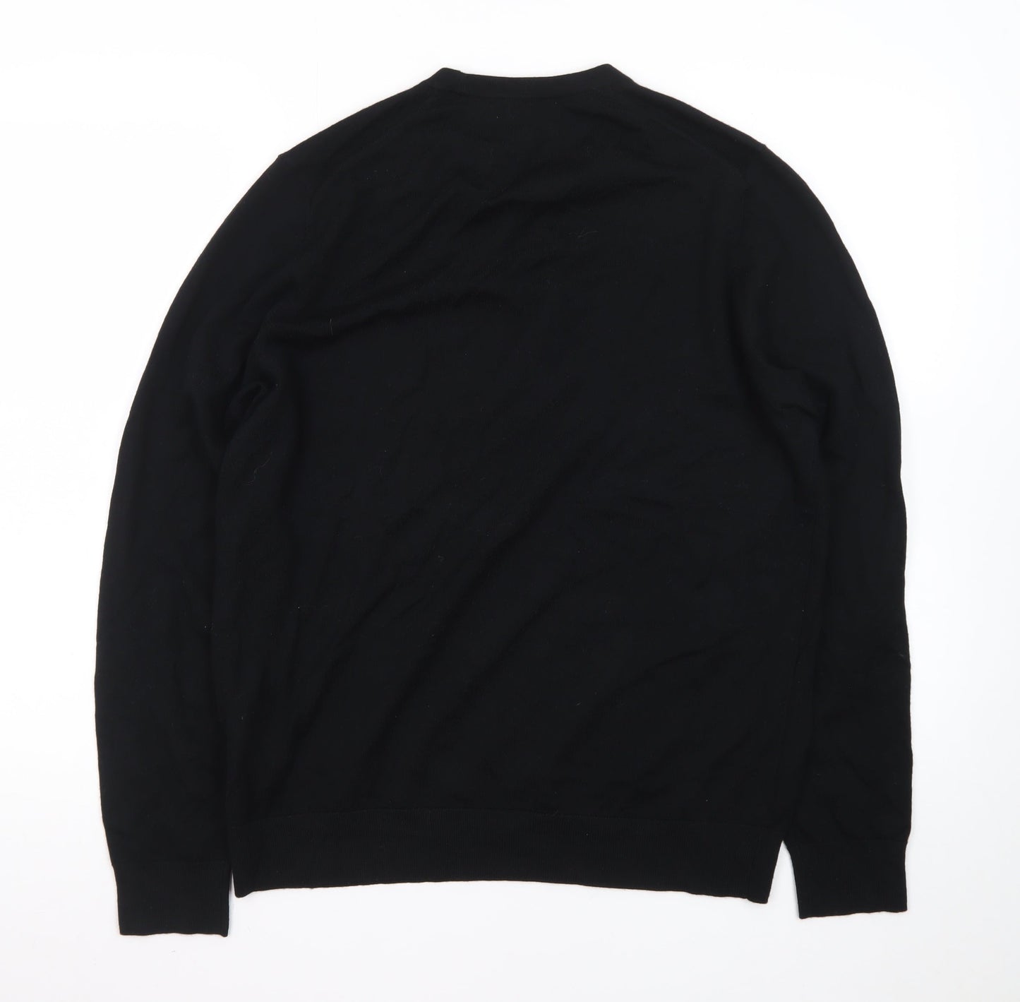 Marks and Spencer Mens Black Merino Wool Crew Neck Jumper M