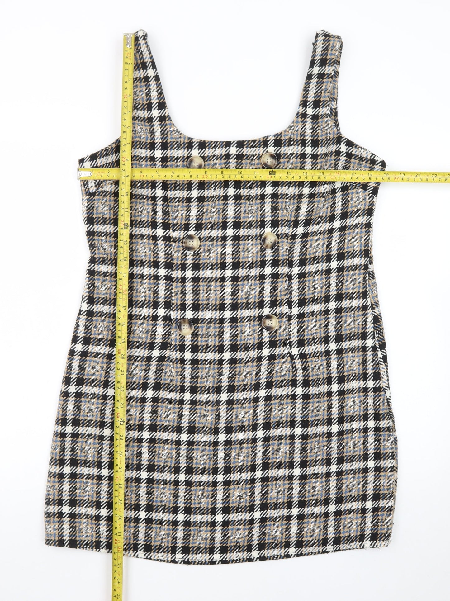 New Look Women's Multicoloured Check Pinafore Dress Size 14