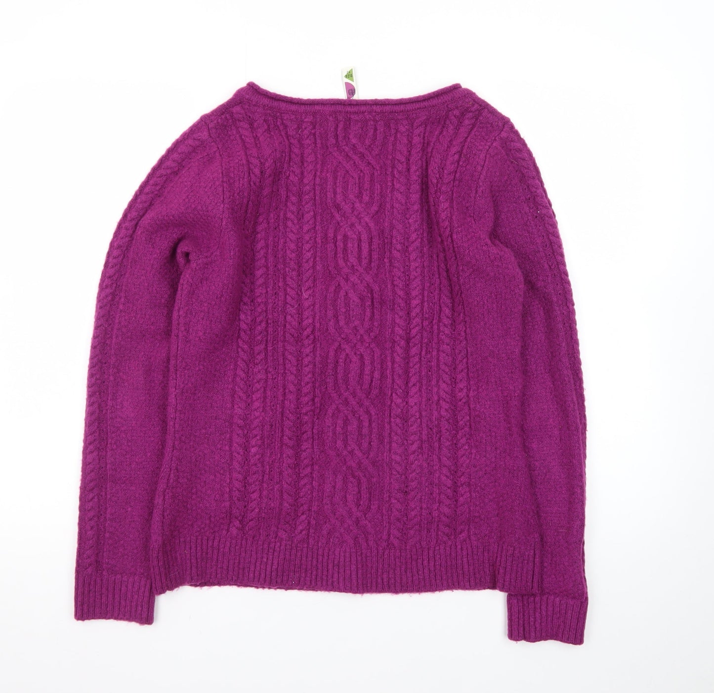 Windfish Womens Purple Wool Blend Cable Knit Cardigan Size 12