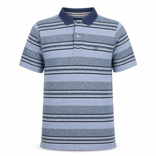 Lincoln Men's Blue Striped Collared Polo Shirt Size S