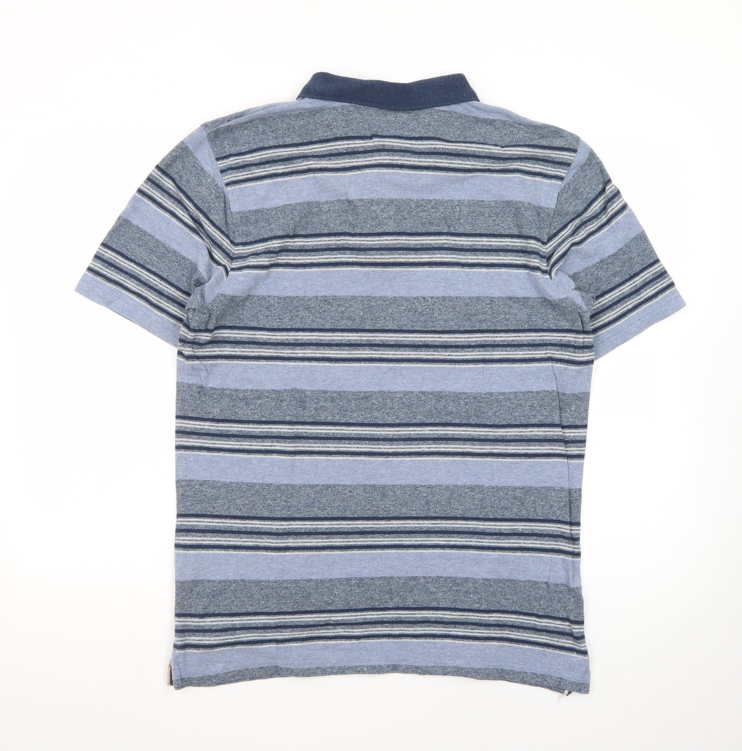 Lincoln Men's Blue Striped Collared Polo Shirt Size S
