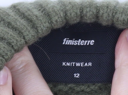 Finisterre Women Green Wool Blend Crew Neck Jumper Size 12