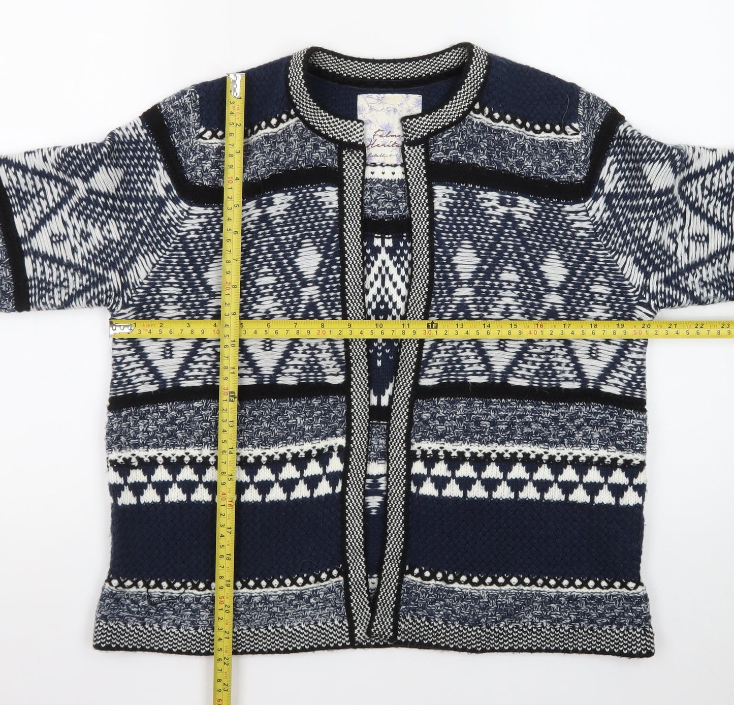 Falmer Heritage Women's Blue Geometric Knit Cardigan Size 12