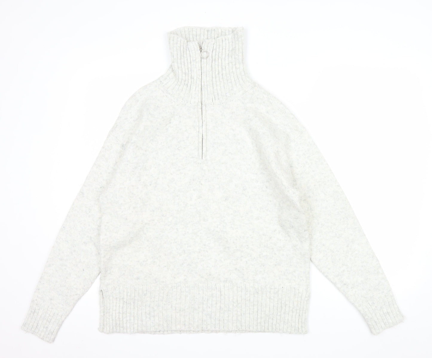 New Look Women's Ivory 1/2 Zip High Neck Knit Jumper Size S