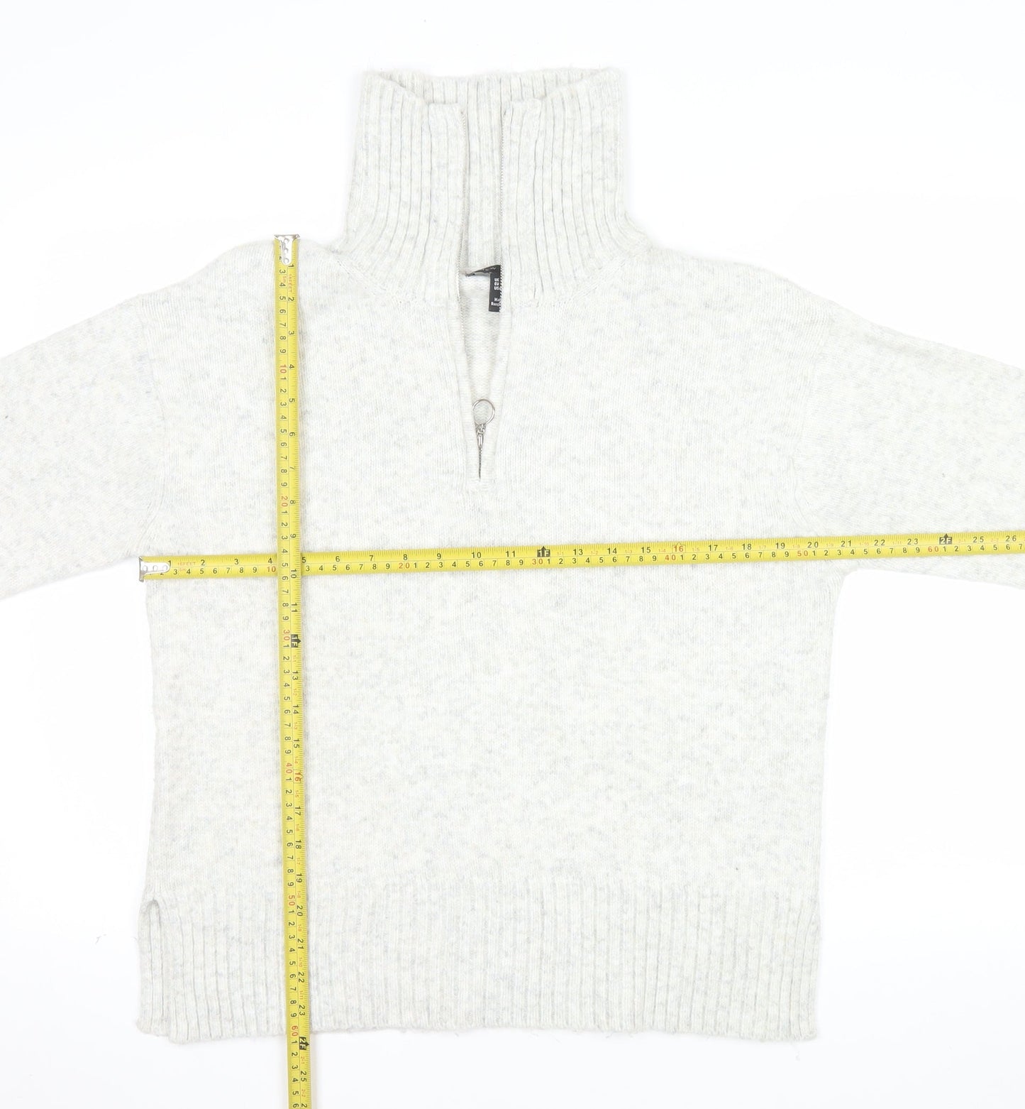 New Look Women's Ivory 1/2 Zip High Neck Knit Jumper Size S