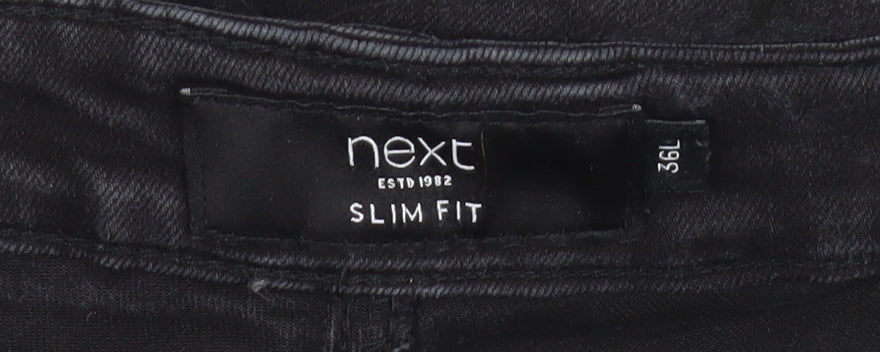 Next Mens Black Slim Fit 36L Jeans Straight Denim