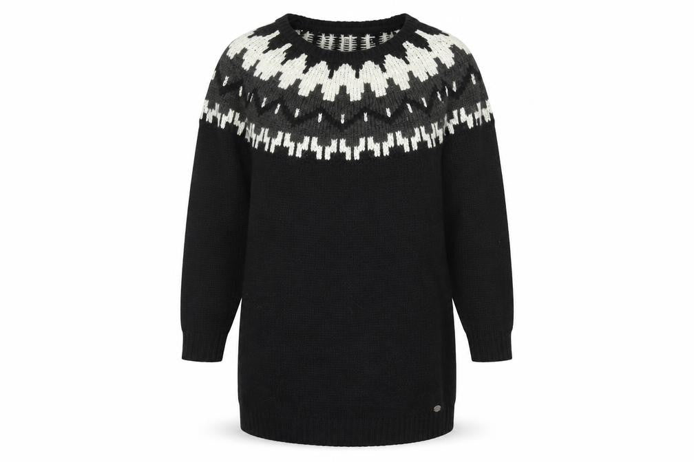 Front view of Only Women’s Black Geometric Knit jumper, size S